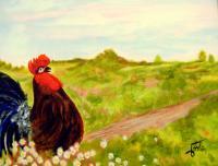 Le Coq De La Chorale - Acrylic Paintings - By Lise-Marielle Fortin, Impressionnisme Painting Artist