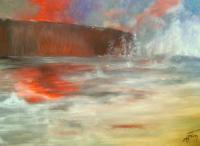 Landscapes Paysages - Le Roc En Feu - Acrylic