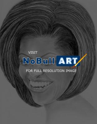 Sketch Portrait Portraituregra - Michelle Obama - Pencil And Paper