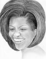 Michelle Obama - Pencil And Paper Drawings - By Carol Newman, Black And White Drawing Artist