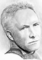 Sting - Pencil And Paper Drawings - By Carol Newman, Black And White Drawing Artist