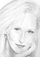 Meryl Streep - Pencil And Paper Drawings - By Carol Newman, Black And White Drawing Artist