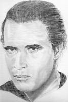 Marlon Brando - Pencil And Paper Drawings - By Carol Newman, Black And White Drawing Artist