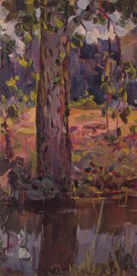 Multiple - Tree Near The Water - Oil On Cardboard