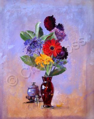 Flower Paintings - Bouquet With Reliquary - Casein On Paper