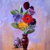 Bouquet With Reliquary - Casein On Paper Paintings - By Craig Coss, Minimal Realism Painting Artist