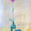 Flowers And Buddha - Casein On Paper Paintings - By Craig Coss, Minimal Realism Painting Artist