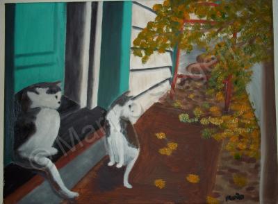 My Paintings - Cats In The Alley - Oil On Canvas