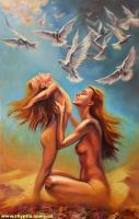 Allegories Of Life - Pigeons - Oil On Canvas