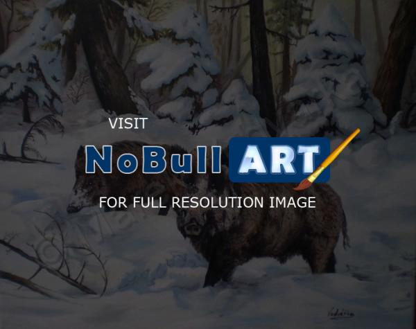 Animals By Mv - Wild Boar - Oil On Canvas