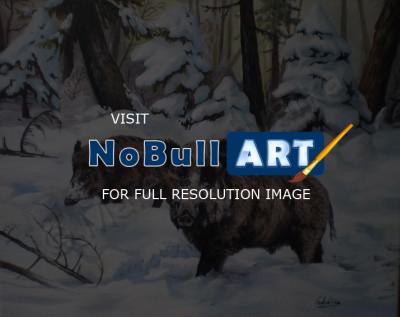 Animals By Mv - Wild Boar - Oil On Canvas