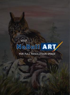 Animals By Mv - Eagle Owl - Oil On Canvas