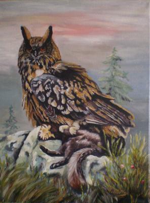 Animals By Mv - Eagle Owl - Oil On Canvas