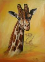 Giraffe - Oilpaint Paintings - By M V, Wildlife Painting Artist