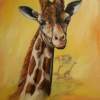 Giraffe - Oilpaint Paintings - By M V, Wildlife Painting Artist