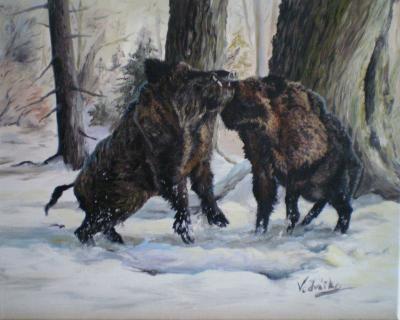 Animals By Mv - Wildboars - Oilpaint