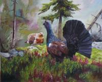 Wood Grouse - Oilpaint Paintings - By M V, Wildlife Painting Artist
