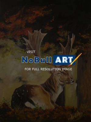 Animals By Mv - Fallow Deer - Oil On Canvas