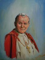 Pope John Paul II - Oil On Canvas Paintings - By M V, Portrait Painting Artist