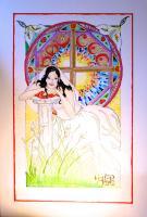 Bride - Marker Mixed Media - By John Heslep, Art Nuveaux Mixed Media Artist