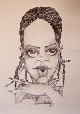 Caricatures - Rhianna Caricature - Pencil