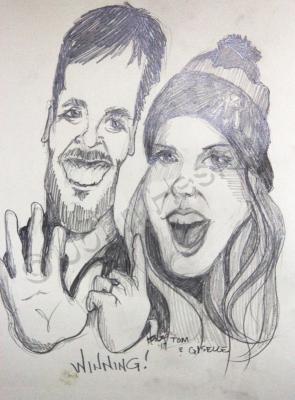 Caricatures - Tom  Giselle - Pencil