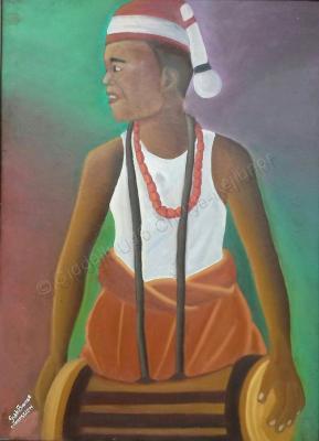 African Culture - The Drummer - Oil On Canvas