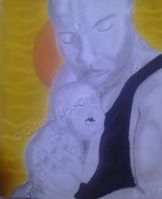 Meditation - Father Like A Mother - Pencil And Oil On Paper