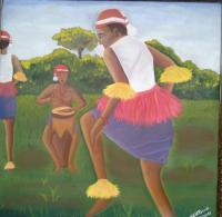 Atilogwu Dancers - Oil On Canvas Paintings - By Giddalti Ugo Chinye-Ikejiunor, Pointillisim Painting Artist