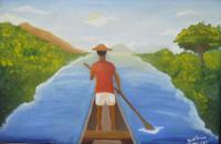 Serenity II - Oil On Canvas Paintings - By Giddalti Ugo Chinye-Ikejiunor, Pointillisim Painting Artist