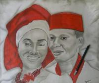 Igbo Couple - Pencil And Paper Drawings - By Giddalti Ugo Chinye-Ikejiunor, Portrait Drawing Artist