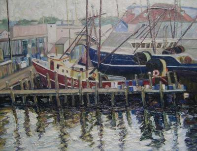 Marine Scene - Boats At Rest Nova Scotia - Oil