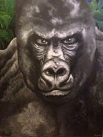 Gorilla - Acrylics Paintings - By Meghan Jones, Black And White Painting Artist