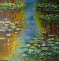 Flowers Water Lilies - Oil On Canvas Paintings - By Liudvikas Daugirdas, Impressionism Painting Artist