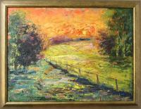 Landscape - Sunset - Oil On Canvas