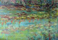 Water Lilies - Oil On Canvas Paintings - By Liudvikas Daugirdas, Impressionism Painting Artist