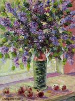 Flowers - Lilacs With Aplles - Oil On Canvas