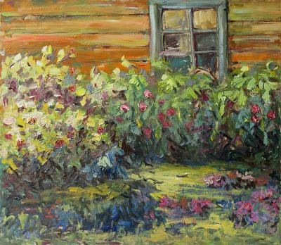 Landscape - Window On The Country House - Oil On Canvas