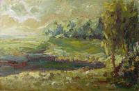 Landscape - Oil  Cardboard Paintings - By Liudvikas Daugirdas, Impressionism Painting Artist