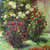 Roses In The Garden - Oil On Canvas Paintings - By Liudvikas Daugirdas, Impressionism Painting Artist