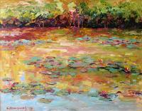 Water Lilies - Oil On Canvas Paintings - By Liudvikas Daugirdas, Impressionism Painting Artist