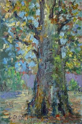 Landscape - The Oak Tree In The Autumn - Oil On Canvas