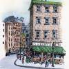 Village Nyc Ny - Mixed Media Drawings - By Anna Helena Fisher, Street Scene Drawing Artist