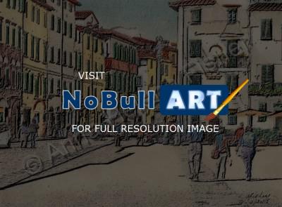 Architectural - Piazza San Francesco Lucca Italy - Mixed Media