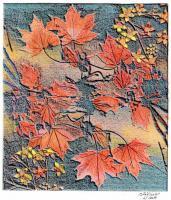 Variations On A Maple Leaf 2 - Mixed Media Drawings - By Anna Helena Fisher, Composition Drawing Artist