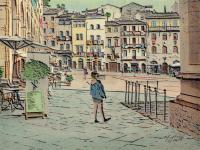 Street Scene - Arezzo Tuscany Italy - Mixed Media