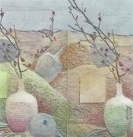 In The Desert - Mixed Media Drawings - By Anna Helena Fisher, Collage Drawing Artist