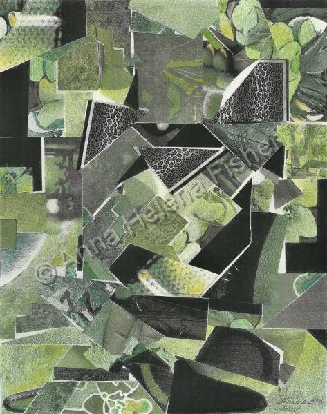 Abstract - Retalhos Em Verde - Mixed Media