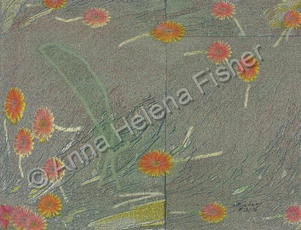 Flora - Orange Flowers In The Air - Mixed Media