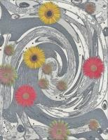 Flowers On A Gray Background - Mixed Media Drawings - By Anna Helena Fisher, Composition Drawing Artist